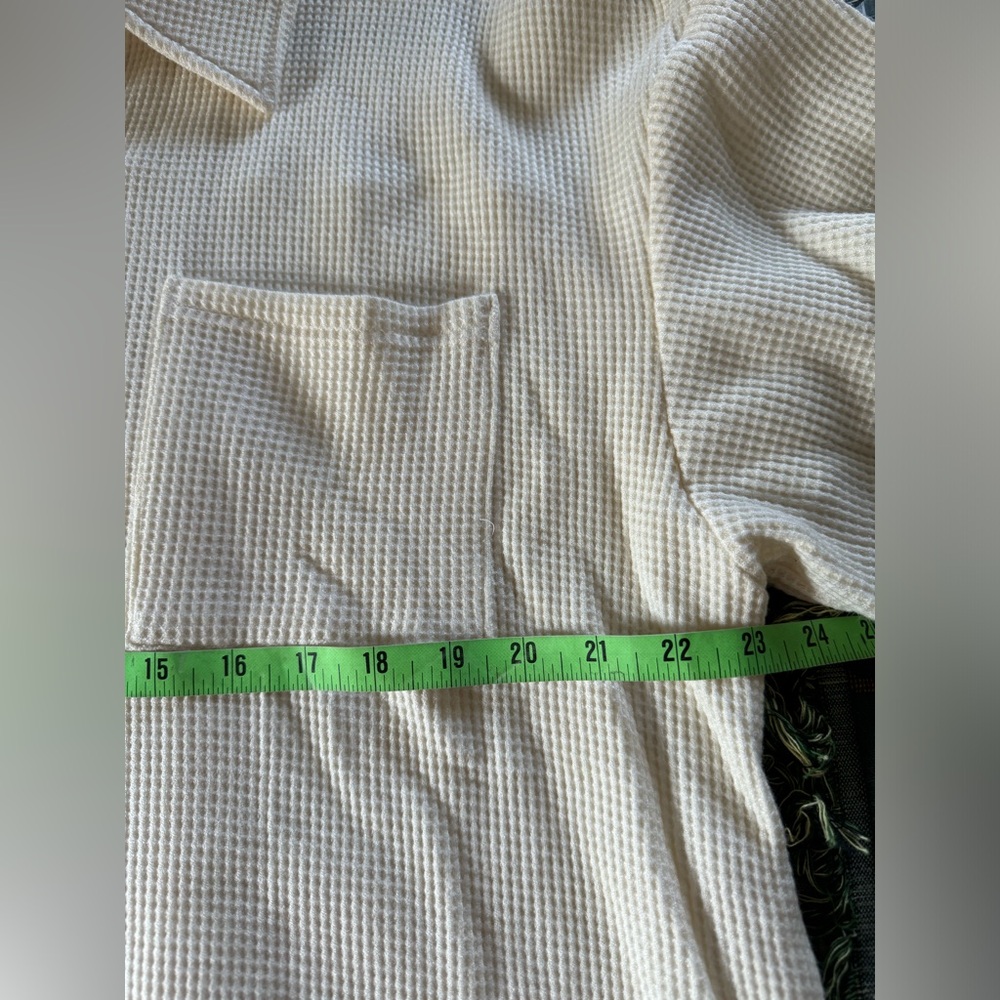 Cream Colored Waffle Pattern Button Down Top By P… - image 4